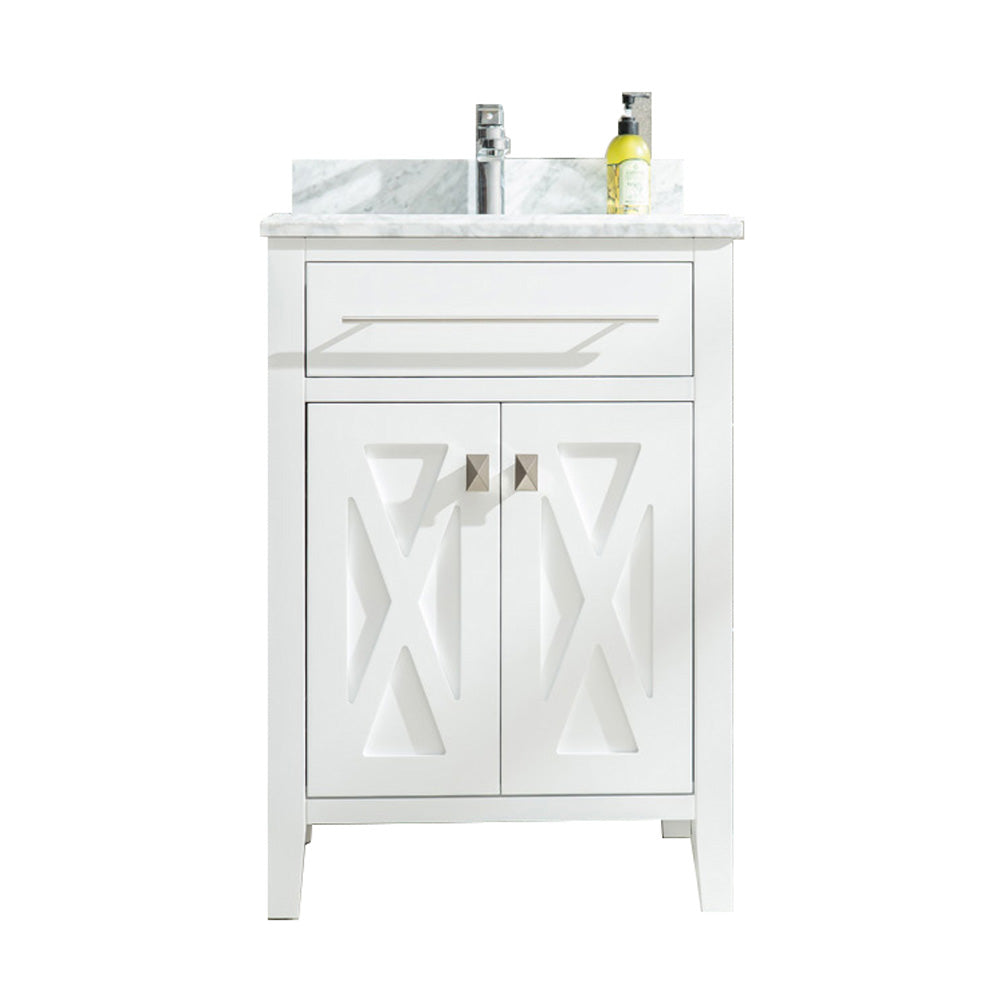 Wimbledon - 24 - White Cabinet + White Carrara Marble Countertop