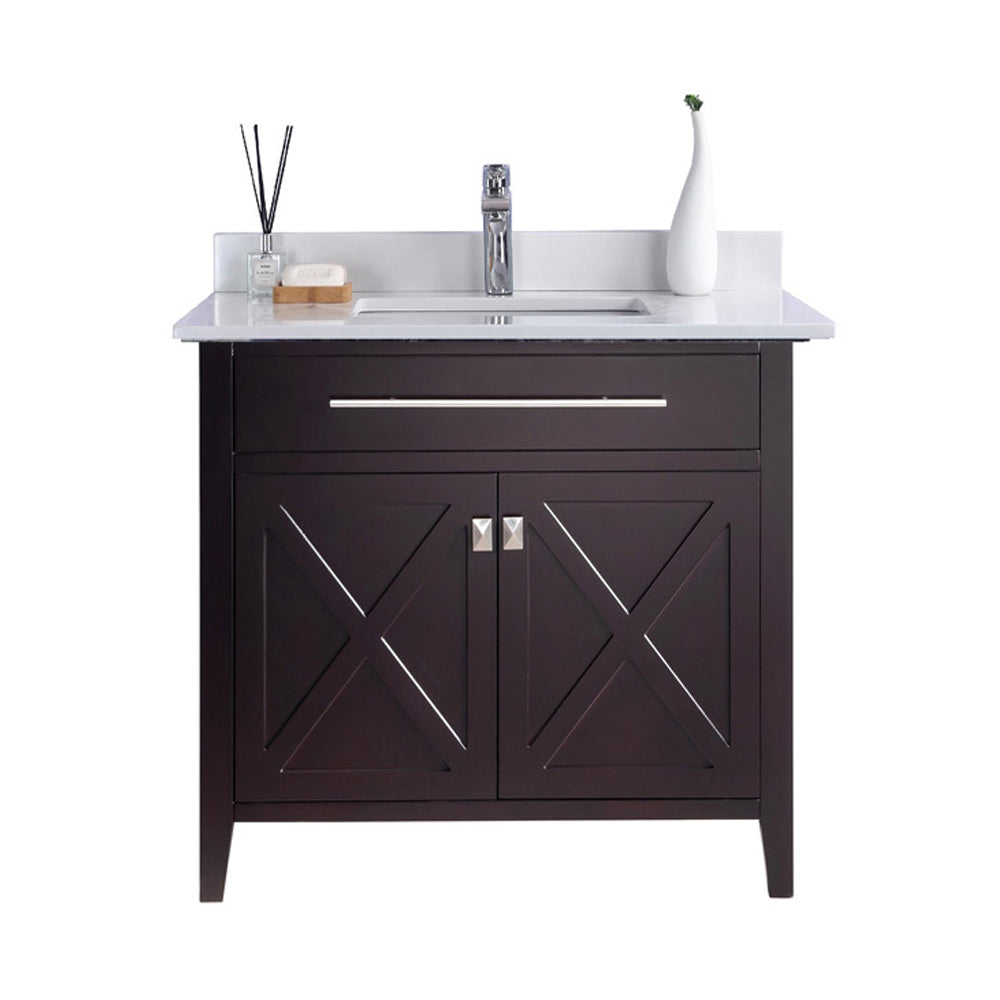 Wimbledon - 36 - Brown Cabinet + White Quartz Countertop