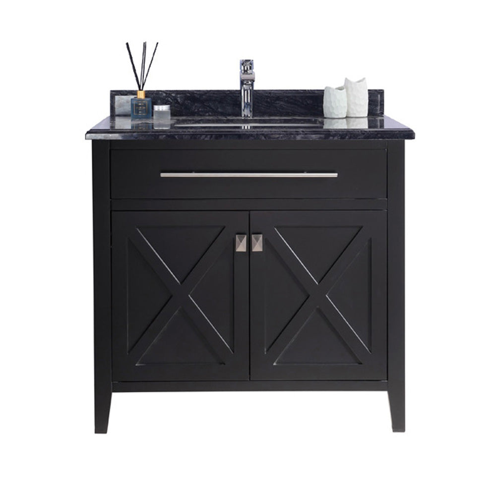 Wimbledon - 36 - Espresso Cabinet + Black Wood Marble Countertop