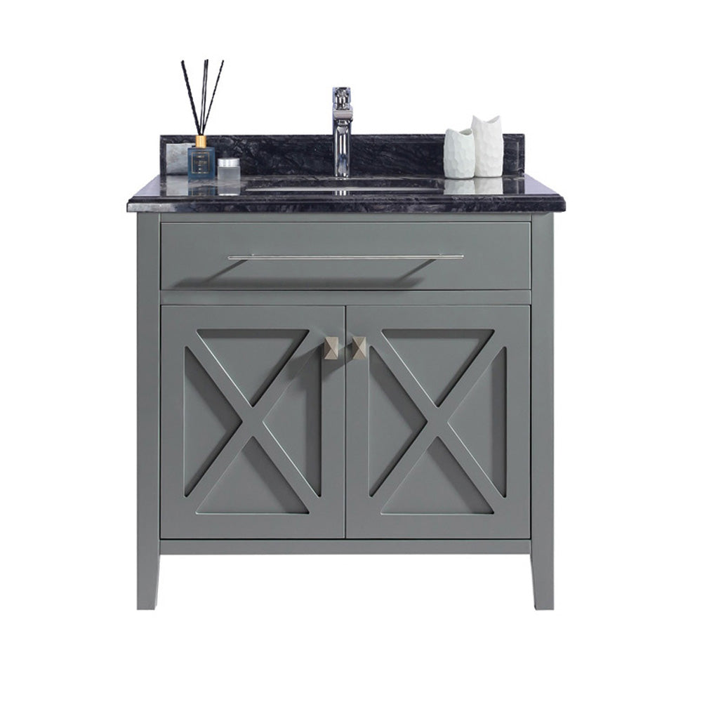 Wimbledon - 36 - Grey Cabinet + Black Wood Marble Countertop