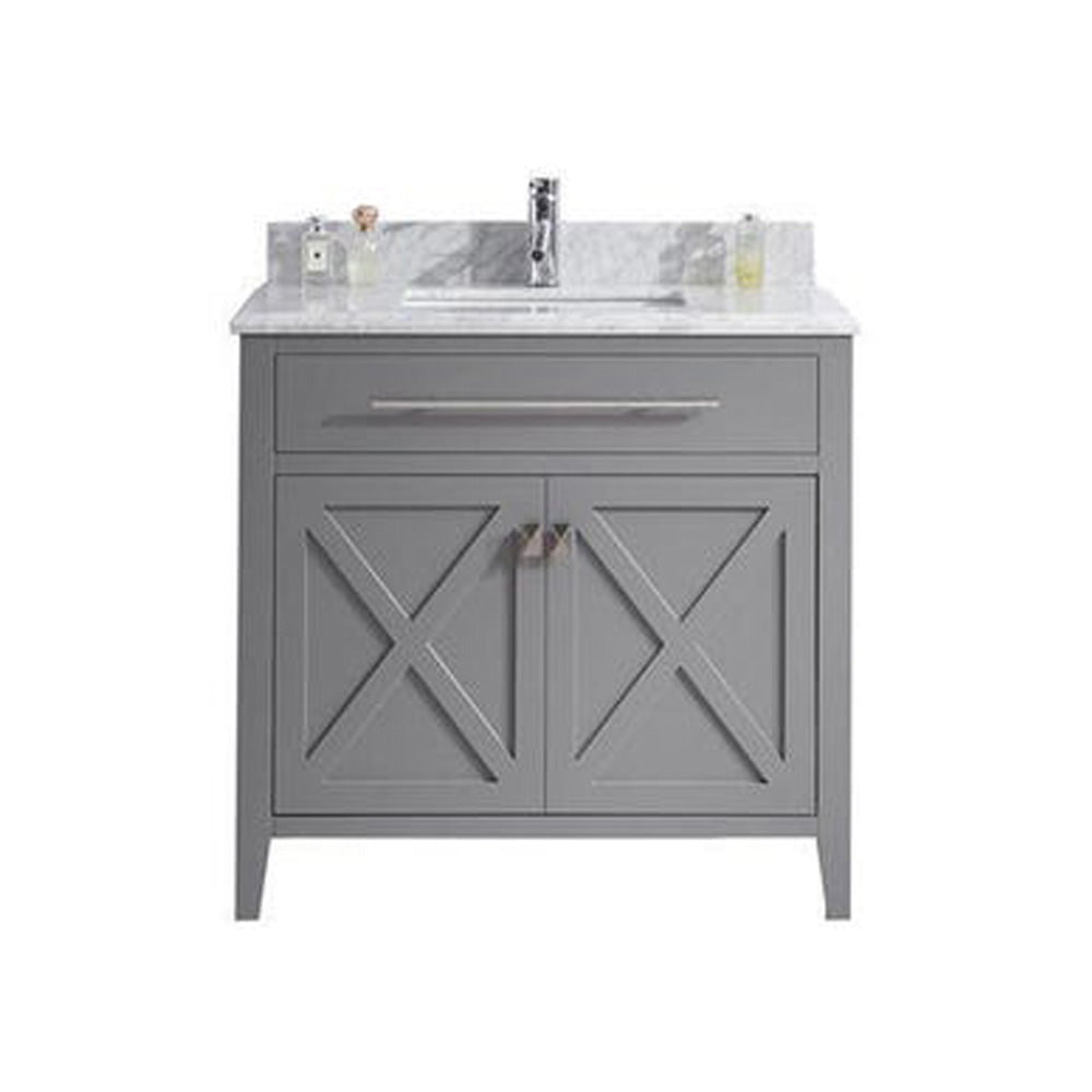 Wimbledon - 36 - Grey Cabinet + White Carrara Marble Countertop