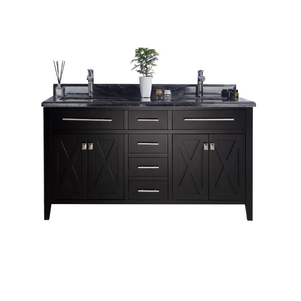 Wimbledon - 60 - Espresso Cabinet + Black Wood Marble Countertop