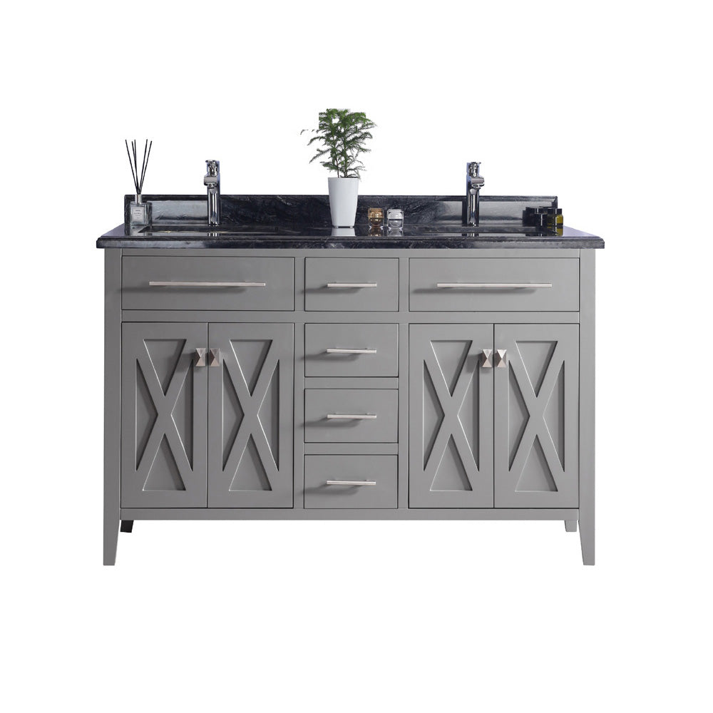 Wimbledon - 60 - Grey Cabinet + Black Wood Marble Countertop