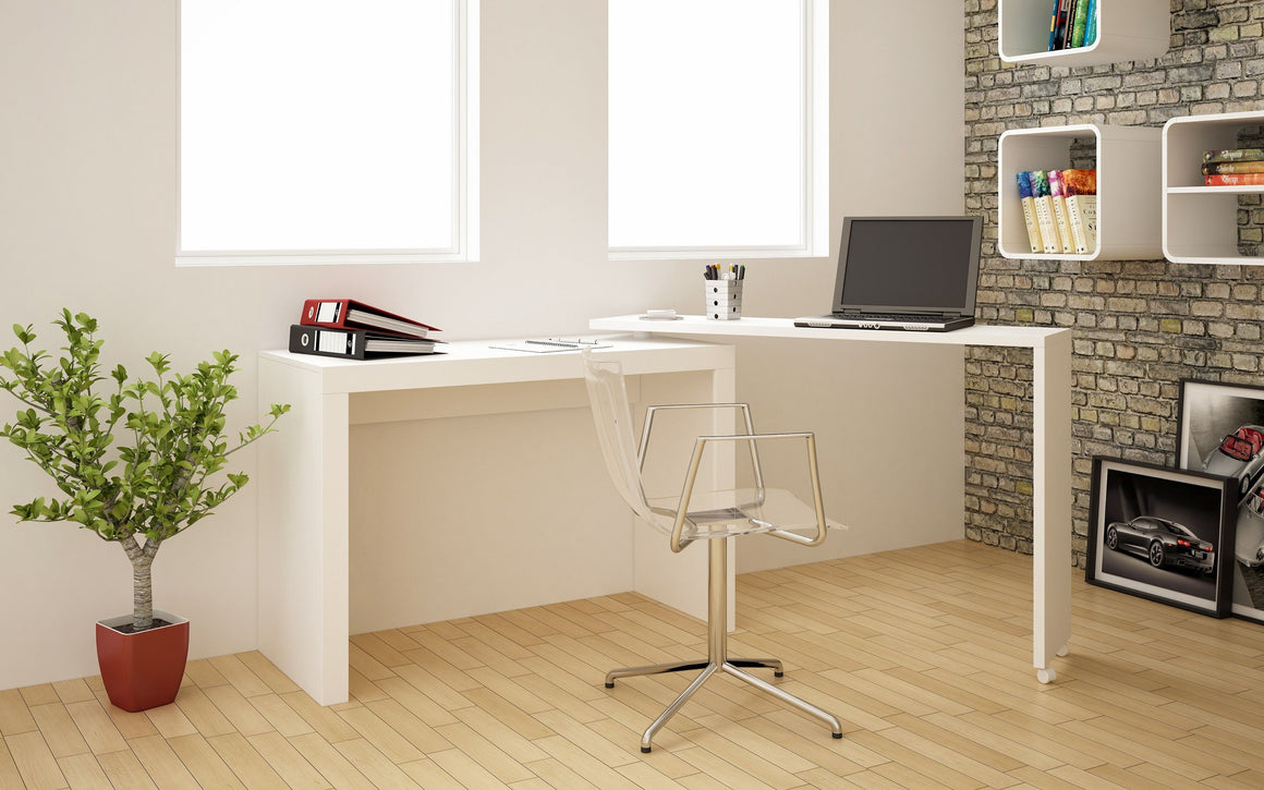 Calabria Nested Desk with swivel feature in White
