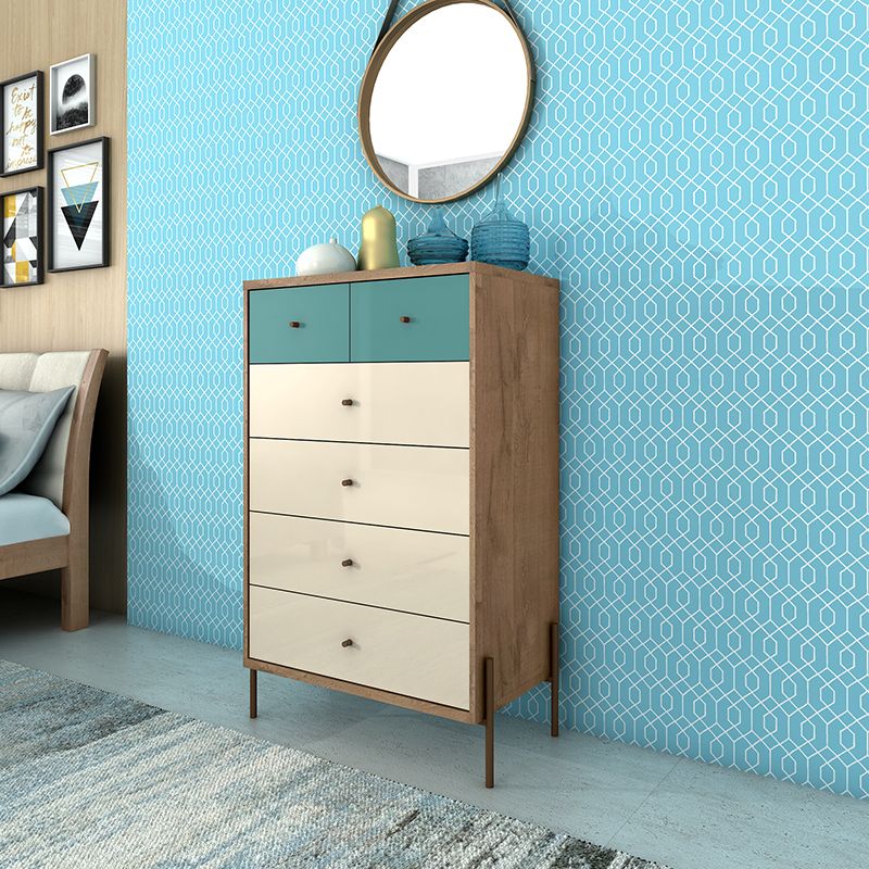 Joy 48.43" Tall Dresser with 6 Full Extension Drawers in Blue and Off White