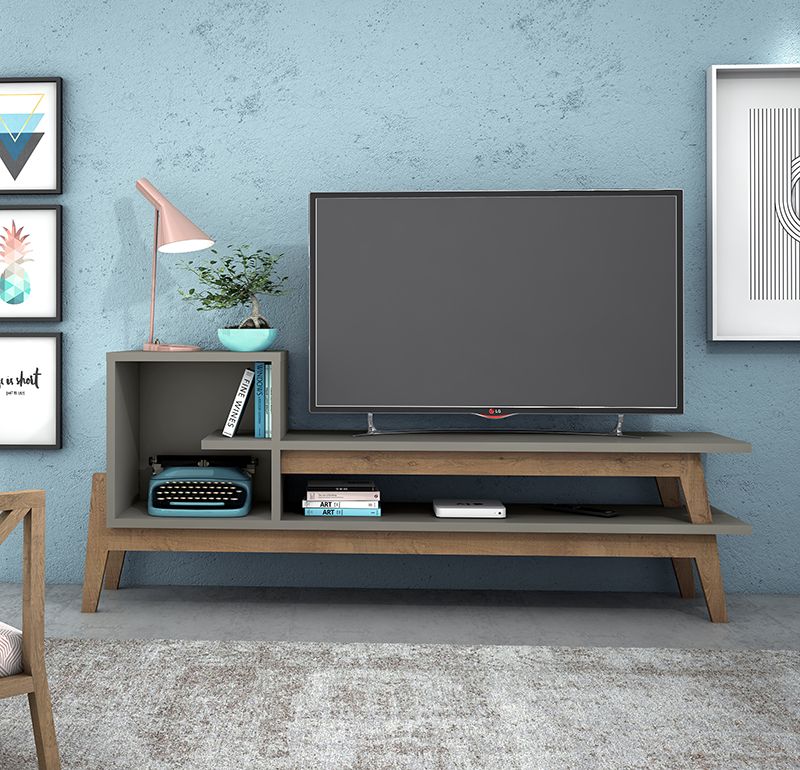 Essence 73.82" TV Stand with 2 Shelves in Grey