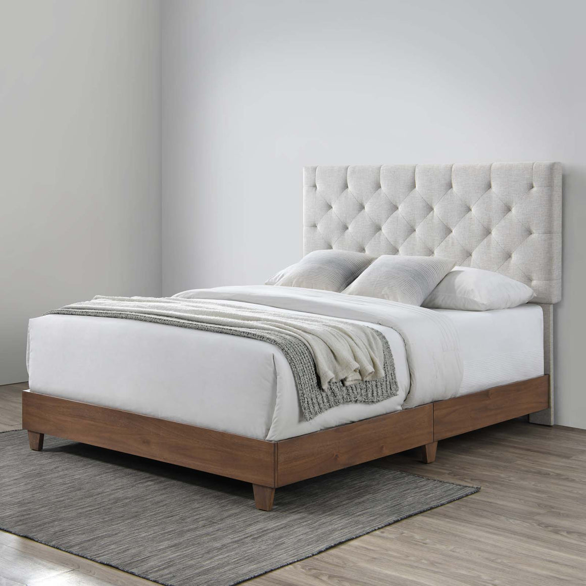 Rhiannon Diamond Tufted Upholstered Fabric Bed