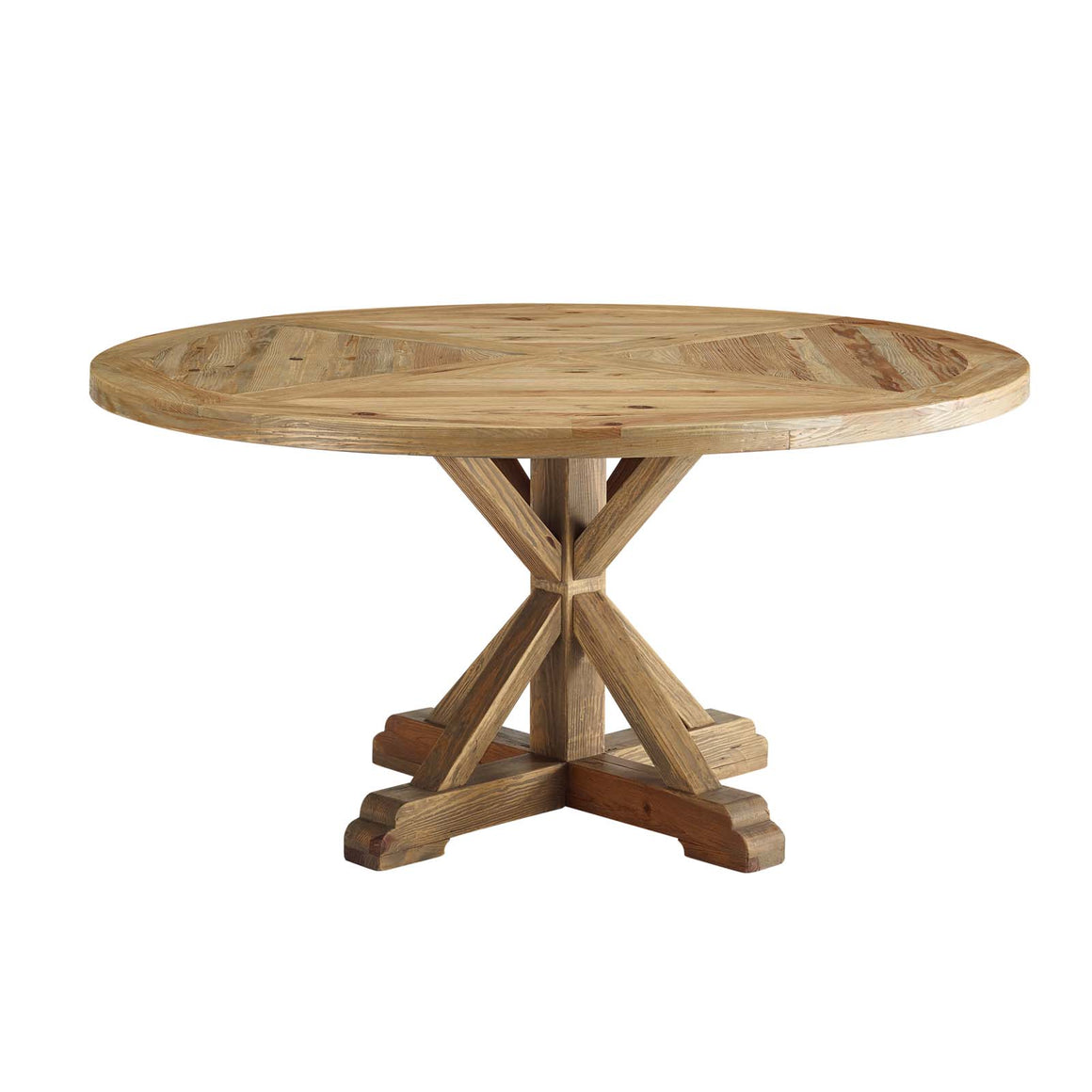 Stitch Round Pine Wood Dining Table In Brown