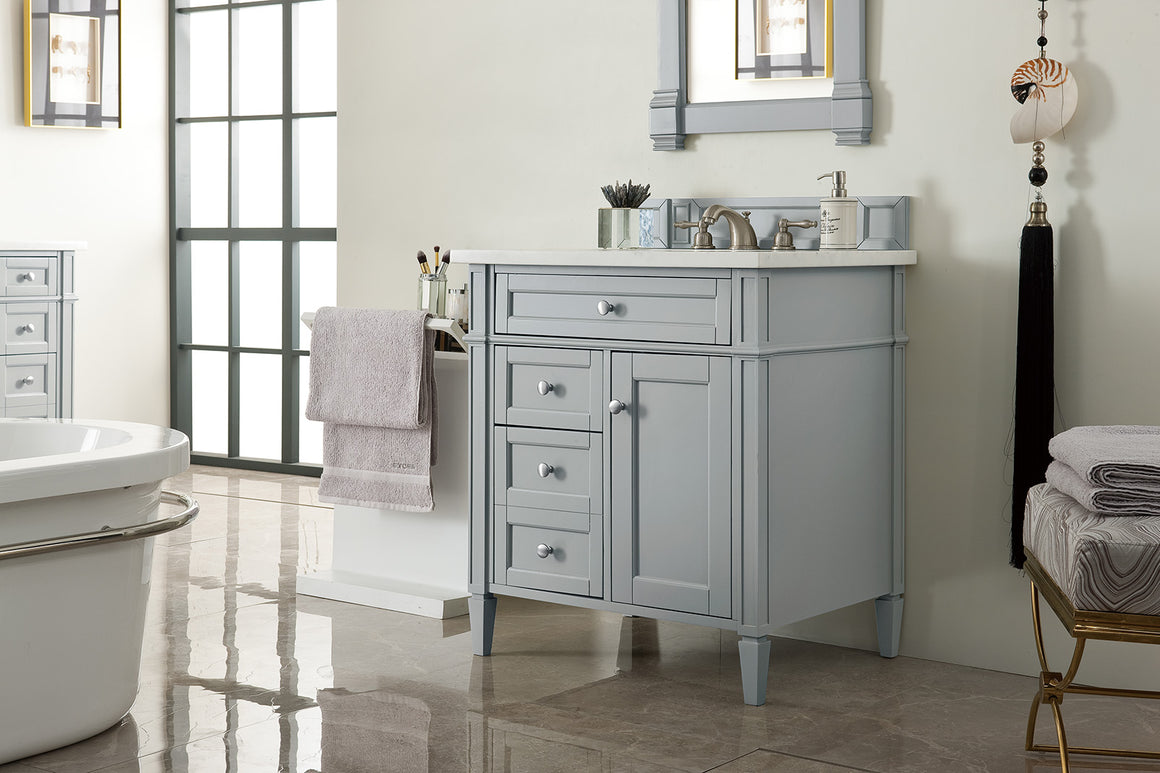 Brittany 30" Single Vanity, Urban Gray with 3 CM Arctic Fall Solid Surface Top