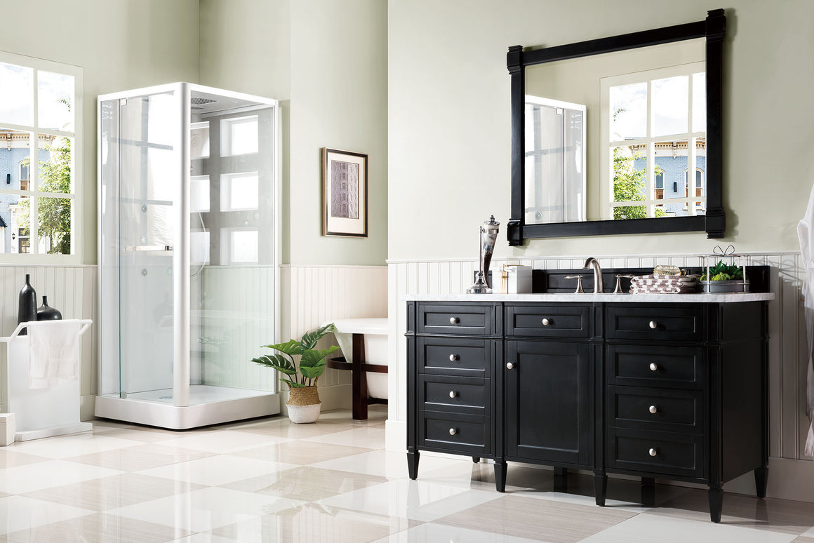 Brittany 60" Single Vanity, Black Onyx with 3 CM Arctic Fall Solid Surface Top