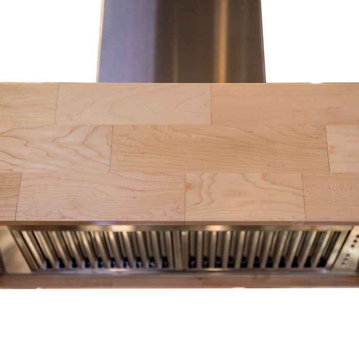 ZLINE 36 in. Designer Series Wooden Island Mount Range Hood in Butcher Block (681iM-36)