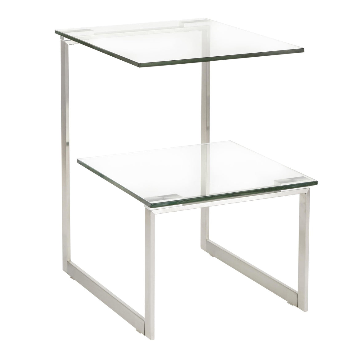 6G Contemporary End Table in Stainless Steel with Clear Glass by LumiSource