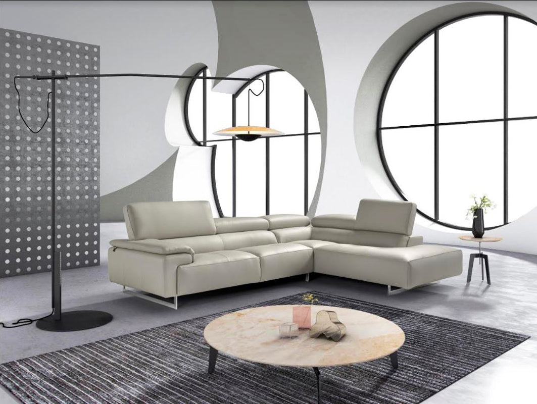 Estro Salotti Wish Modern Grey Leather Sectional Sofa