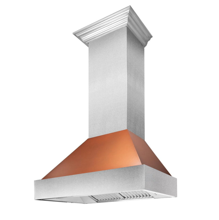 36" ZLINE Ducted DuraSnow® Stainless Steel Range Hood with Copper Shell (8654C-36)