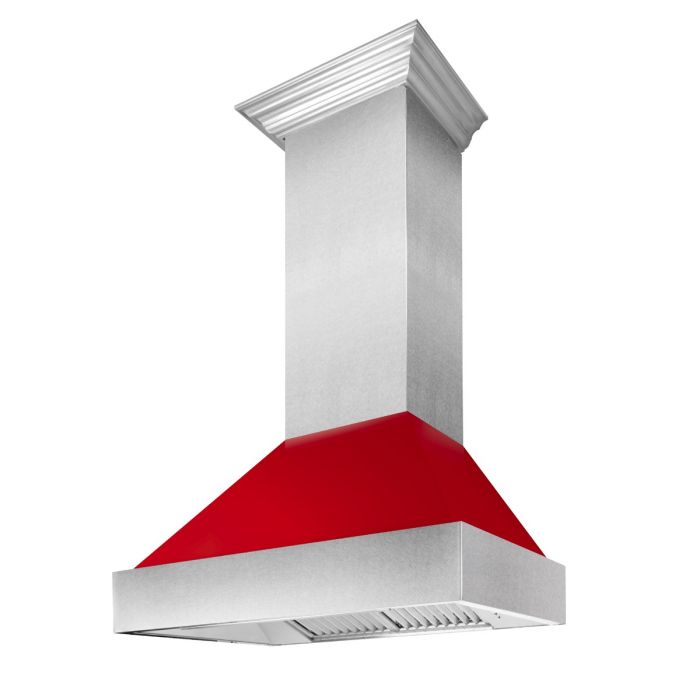 48" Snow Finish Range Hood with Red Gloss Shell (8654RG-48)