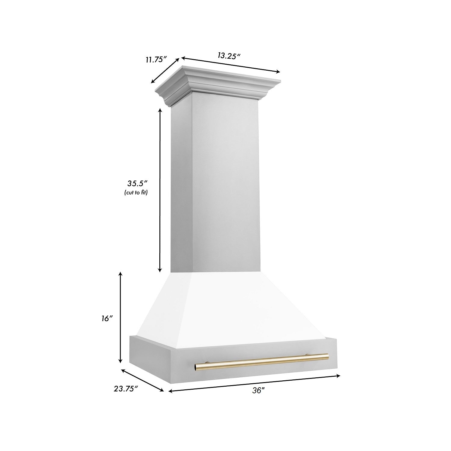 ZLINE 36 Autograph Edition Stainless Steel Range Hood with Stainless Steel Shell and Gold Handle (8654STZ-36-G)