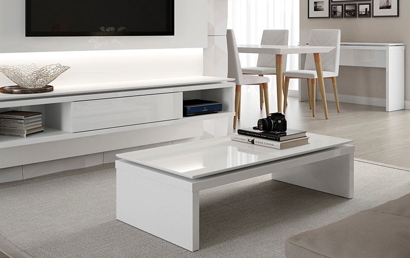 Lincoln Rectangle Coffee Table in White Gloss