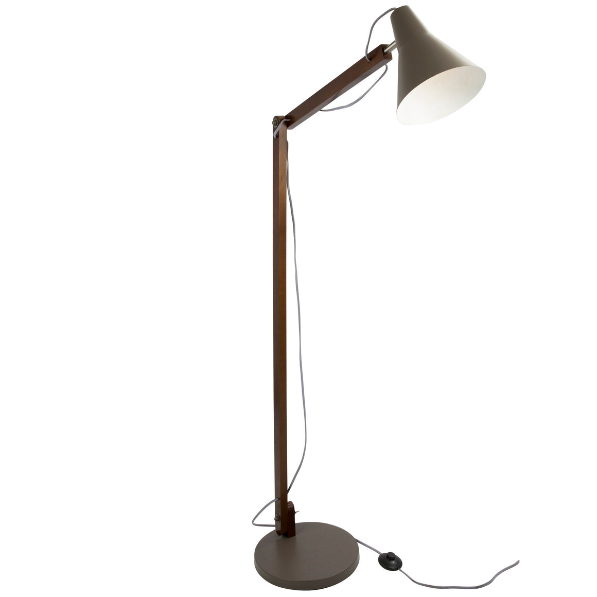 Oregon Industrial Adjustable Floor Lamp in Walnut and Grey by LumiSource