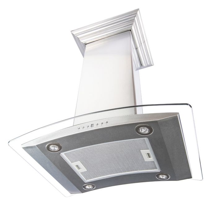 ZLINE 36 in. Island Mount Range Hood in Snow Finished Stainless Steel & Glass (8GL14iS-36)