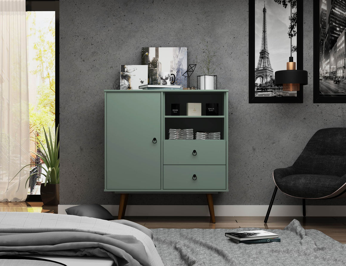 Tribeca Mid-Century- Modern Dresser with 2-Drawers in Green Mint