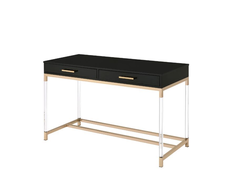 Acme Adiel Built in USB Port Writing Desk in Black and Gold Finish