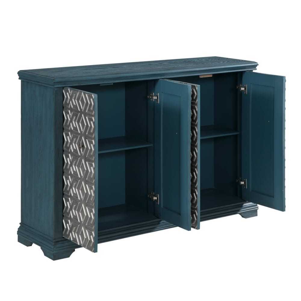 61" Vintage Style Dark Turquoise Credenza Accent Cabinet