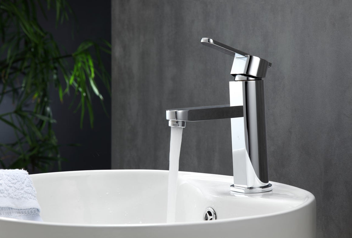 Aqua Roundo Single Hole Mount Bathroom Vanity Faucet - Chrome