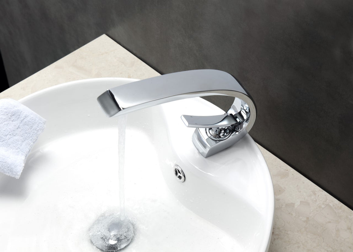 Aqua Arcco Single Lever Modern Bathroom Vanity Faucet - Chrome