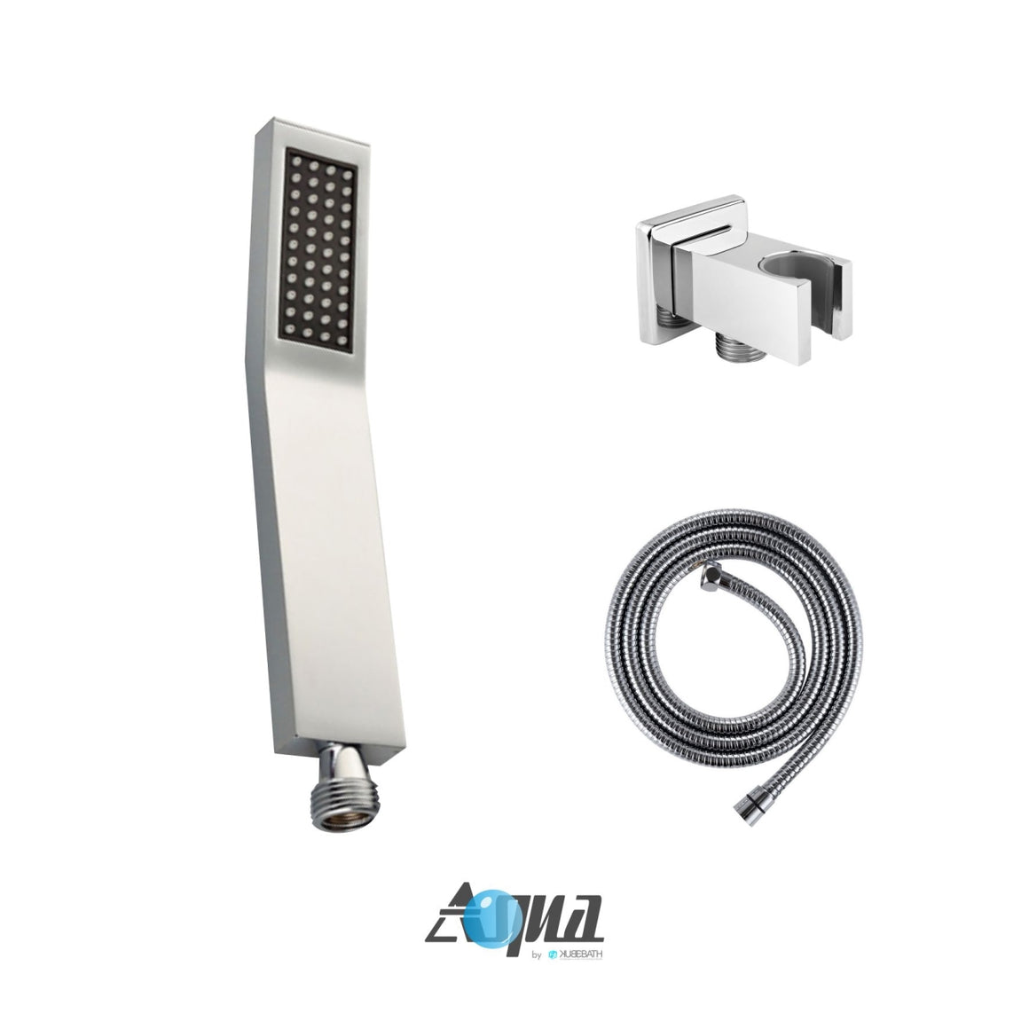 Aqua Piazza Brass Shower Set with 8" Ceiling Mount Square Rain Shower, Handheld and 4 Body Jets