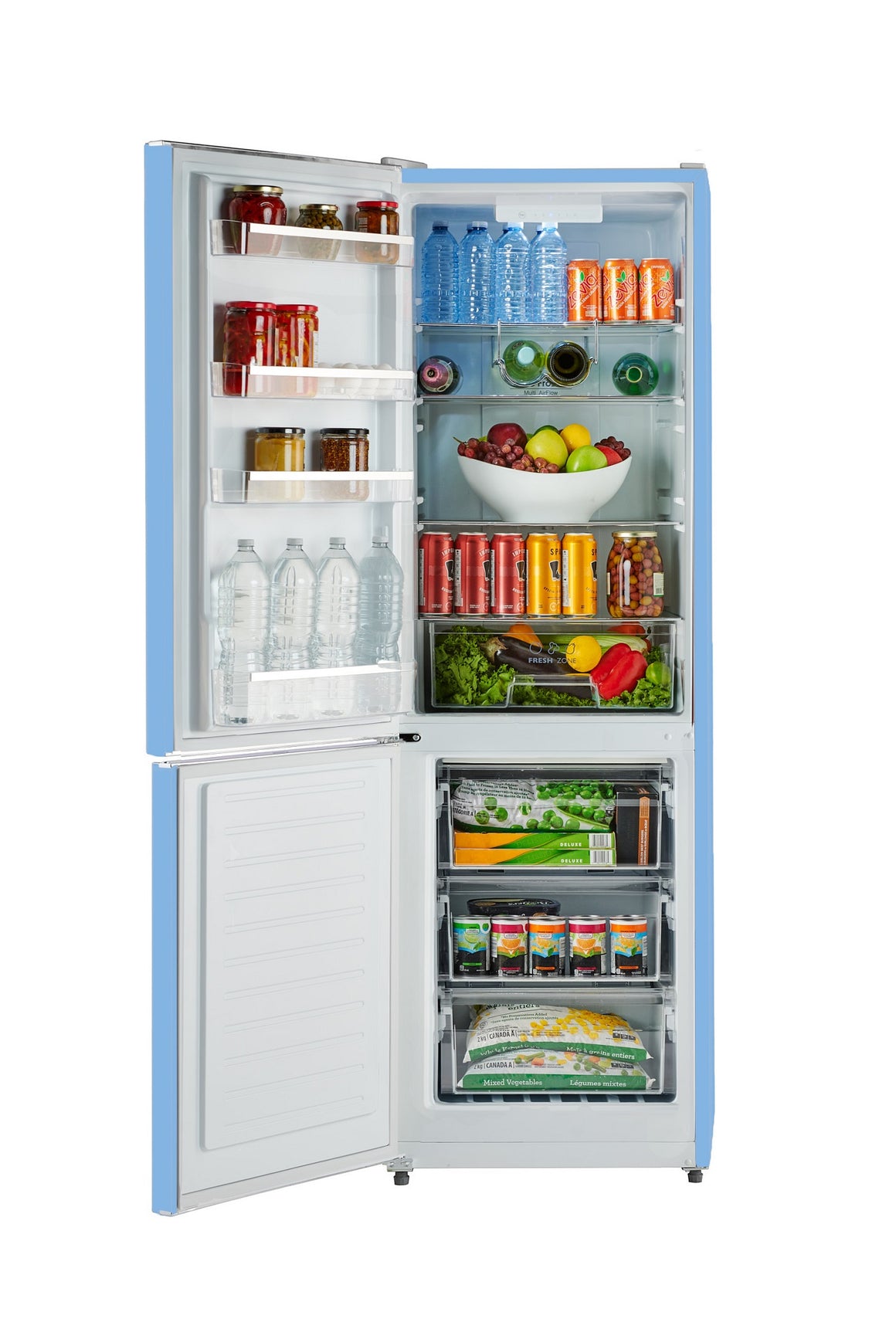 iio 11 cu. ft. Frost Free Retro Refrigerator with Bottom Freezer in Light Blue (Left Hinge)