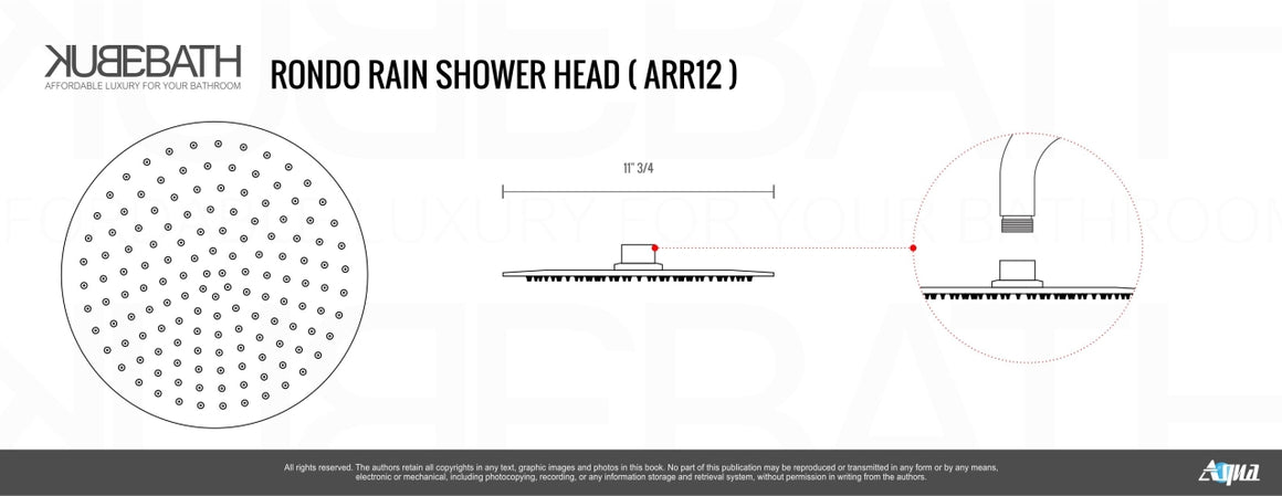 Aqua Rondo by KubeBath 12" Super Slim Round Shower Head