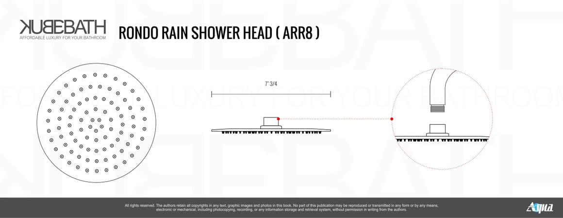 Aqua Rondo by KubeBath 8" Super Slim Round Shower Head