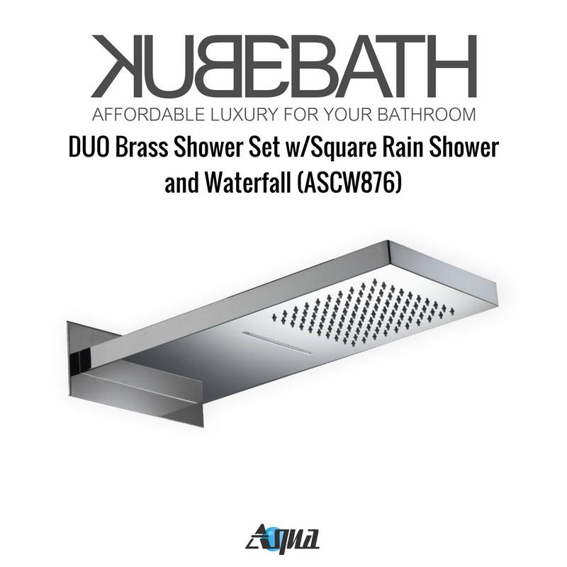 Aqua DUO Brass Shower Set with Square Rain Shower and Waterfall