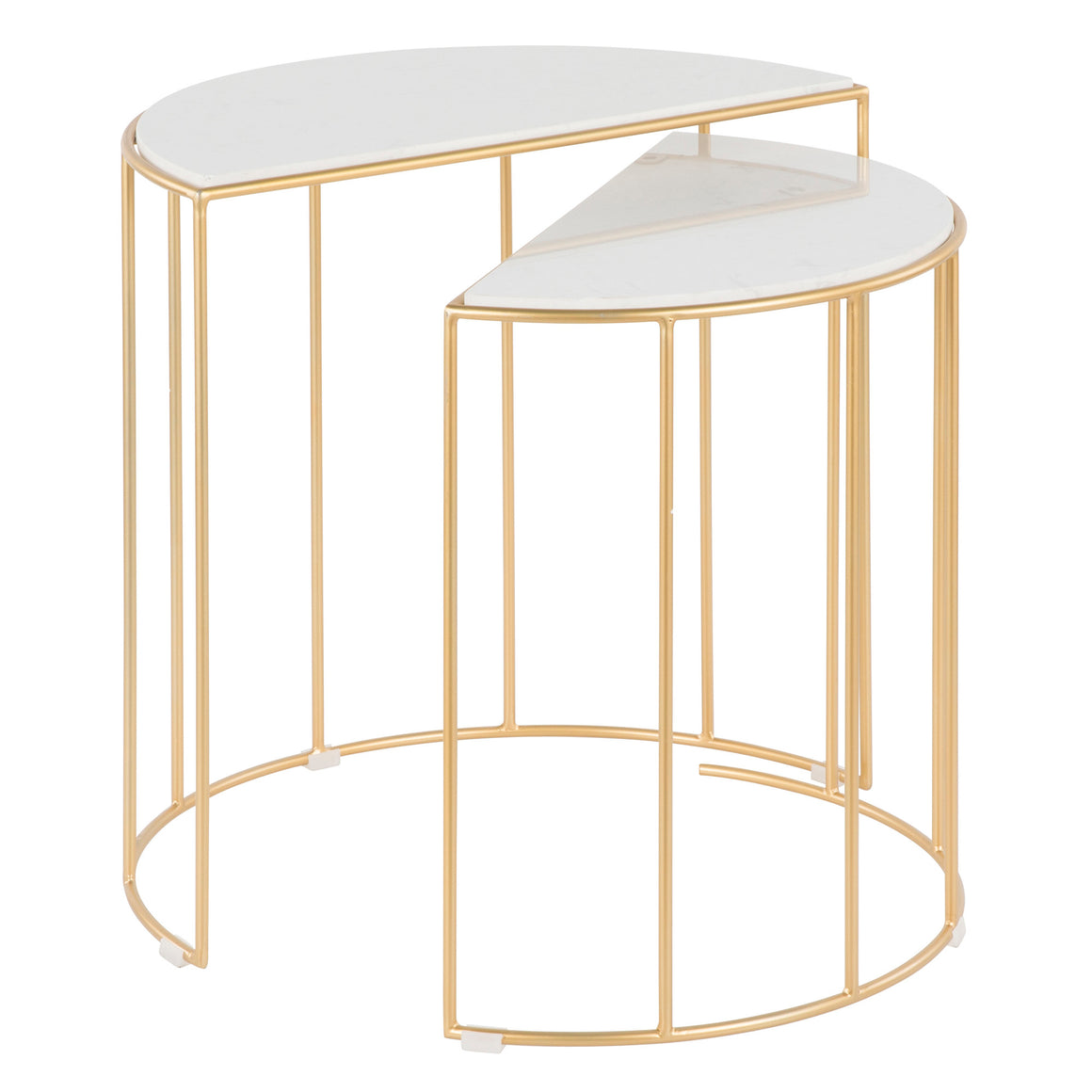 Canary Contemporary Nesting Table in Gold with White Marble by Lumisource