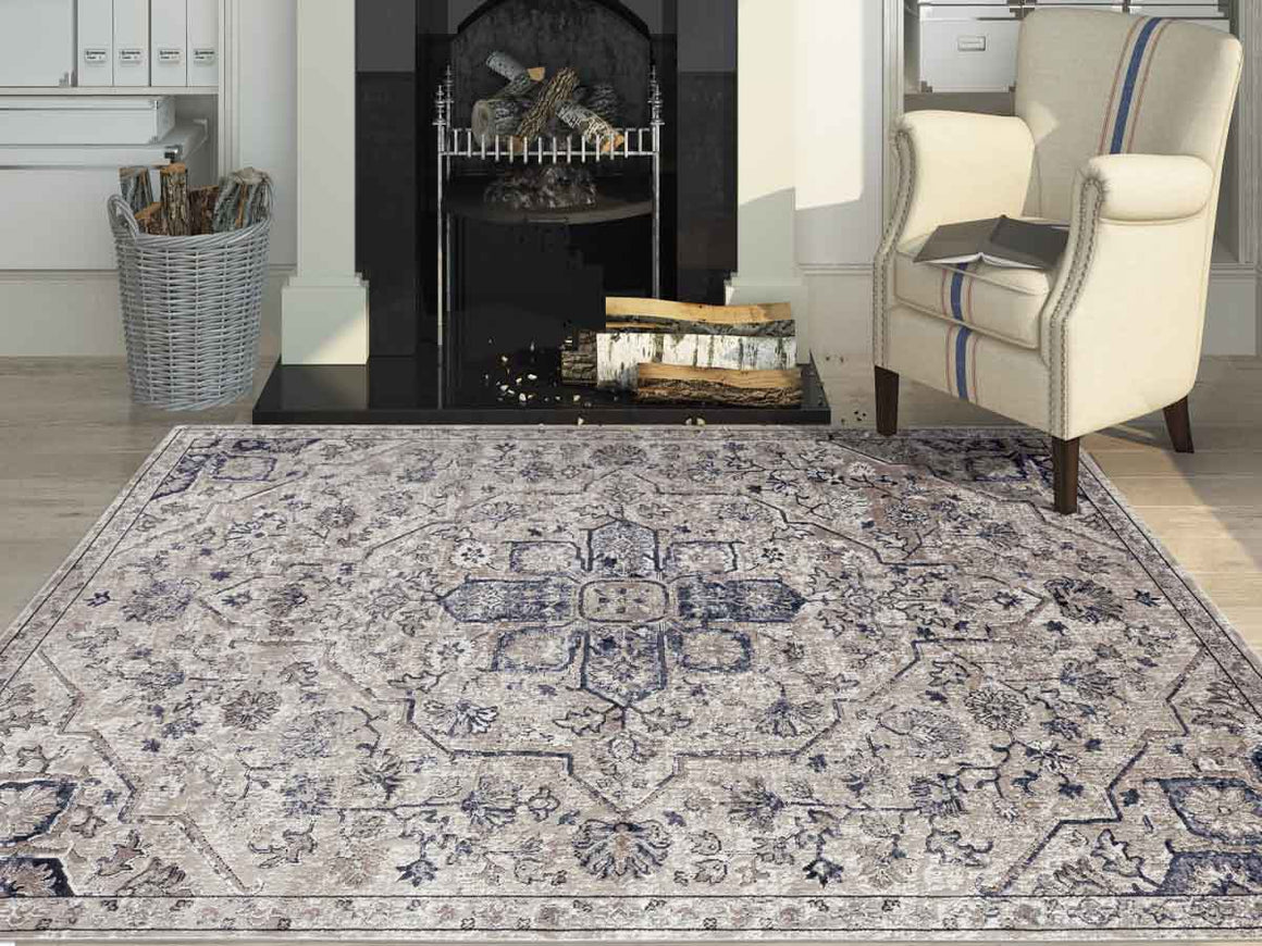 Belmont Transitional Ivory Power-Loomed Rug 5'3"x7'7"