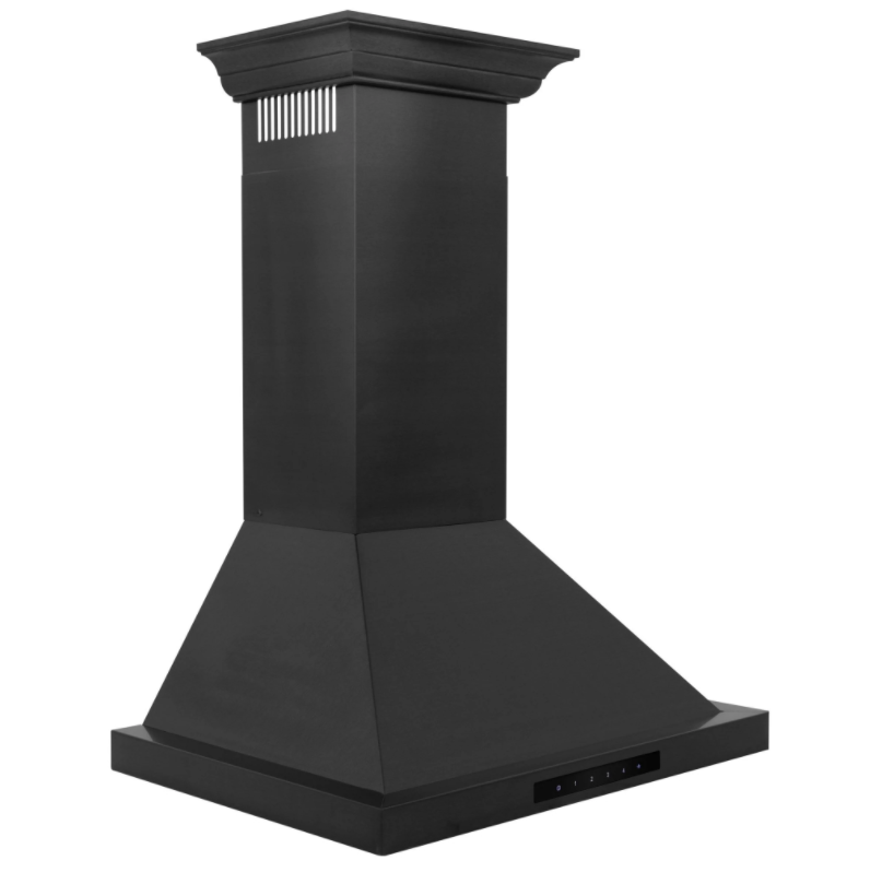 ZLINE Convertible Vent Wall Mount Range Hood in Black Stainless Steel with Crown Molding (BSKBNCRN-36)