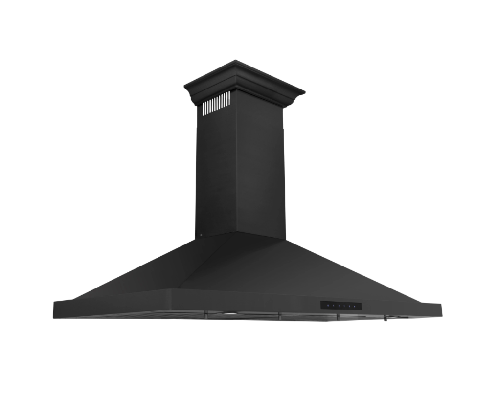 ZLINE Convertible Vent Wall Mount Range Hood in Black Stainless Steel with Crown Molding (BSKBNCRN-48)