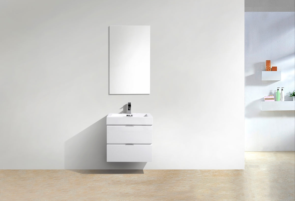 Bliss 24" High Gloss White Wall Mount Modern Bathroom Vanity