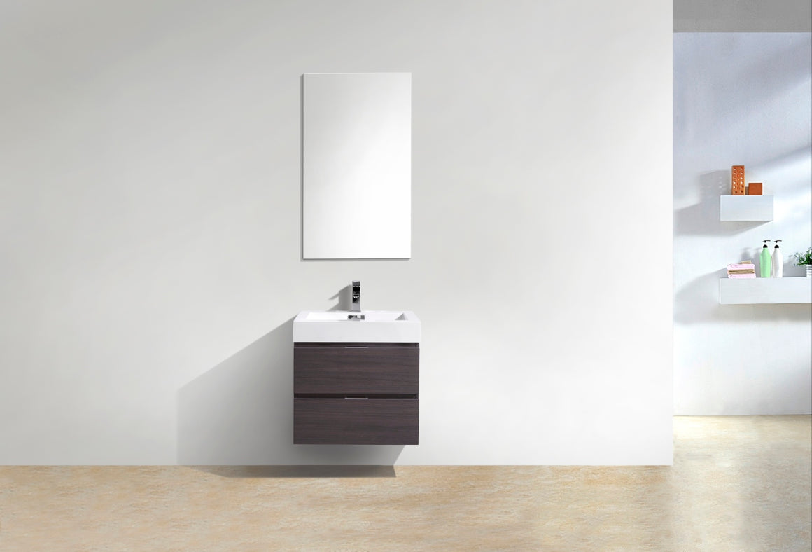 Bliss 24" High Gloss Gray Oak Wall Mount Modern Bathroom Vanity