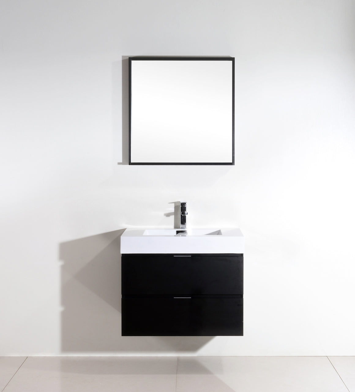 Bliss 30" Black Wall Mount Modern Bathroom Vanity