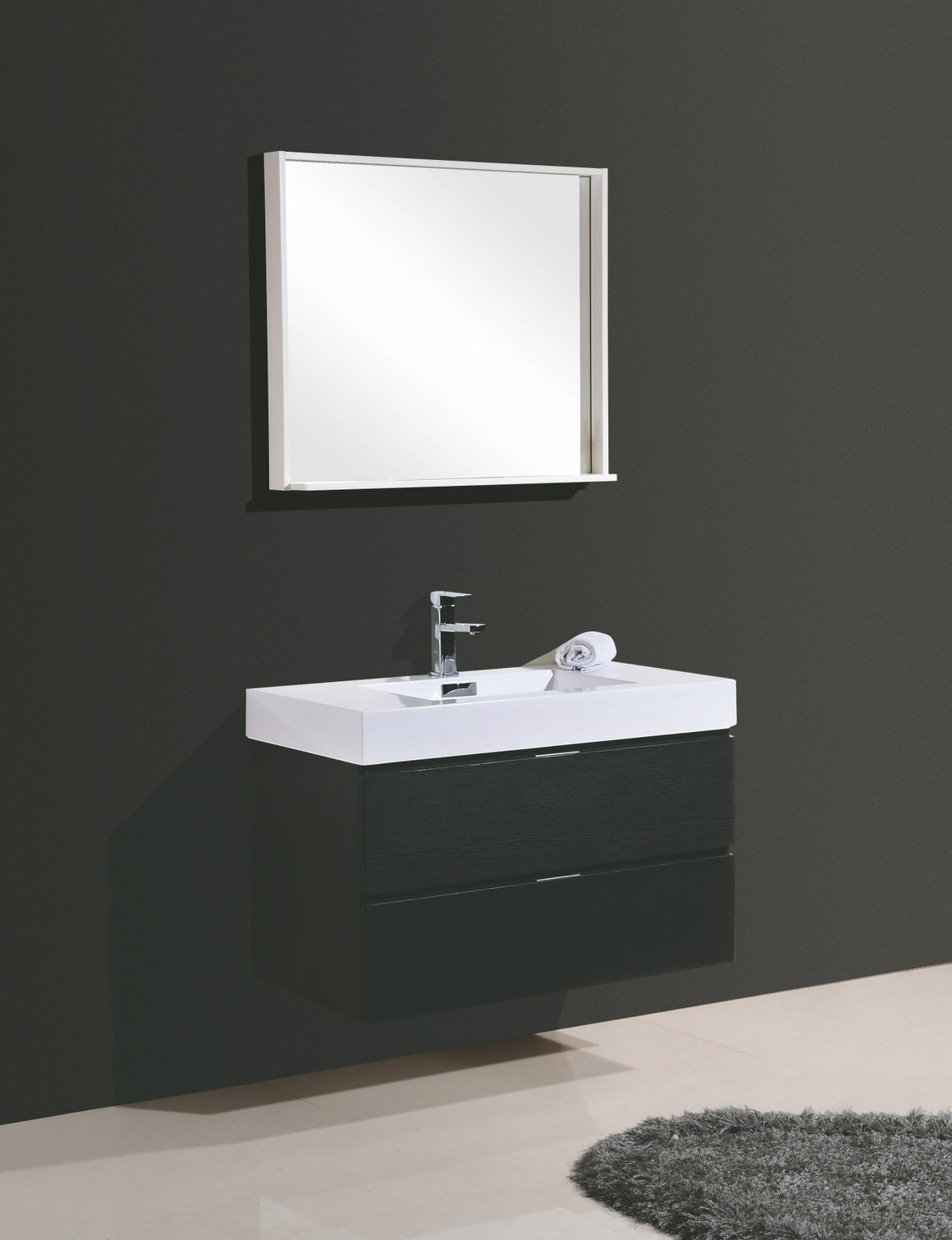 Bliss 36" Black Wall Mount Modern Bathroom Vanity