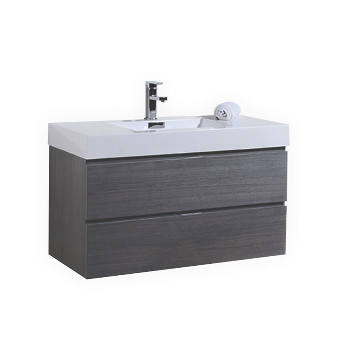 Bliss 40" Gray Oak Wall Mount Modern Bathroom Vanity