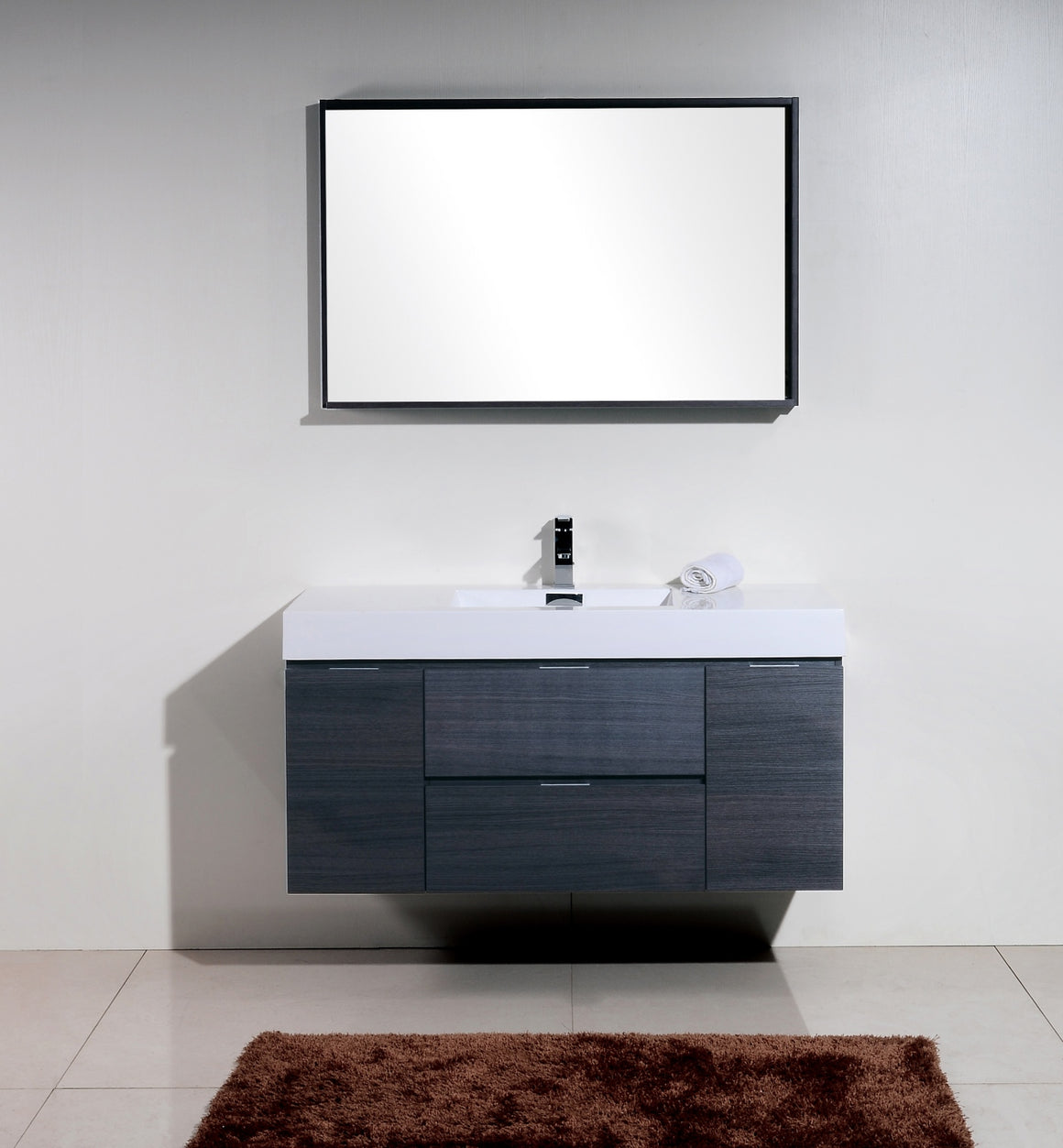 Bliss 48" Gray Oak Wall Mount Modern Bathroom Vanity