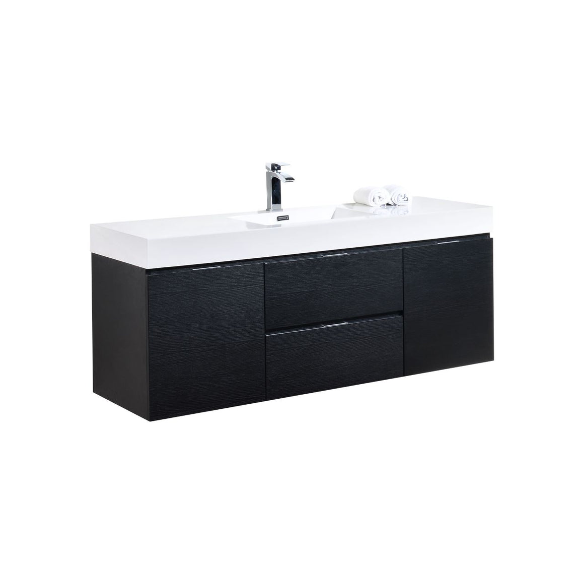 Bliss 60" Single Sink Black Wall Mount Modern Bathroom Vanity