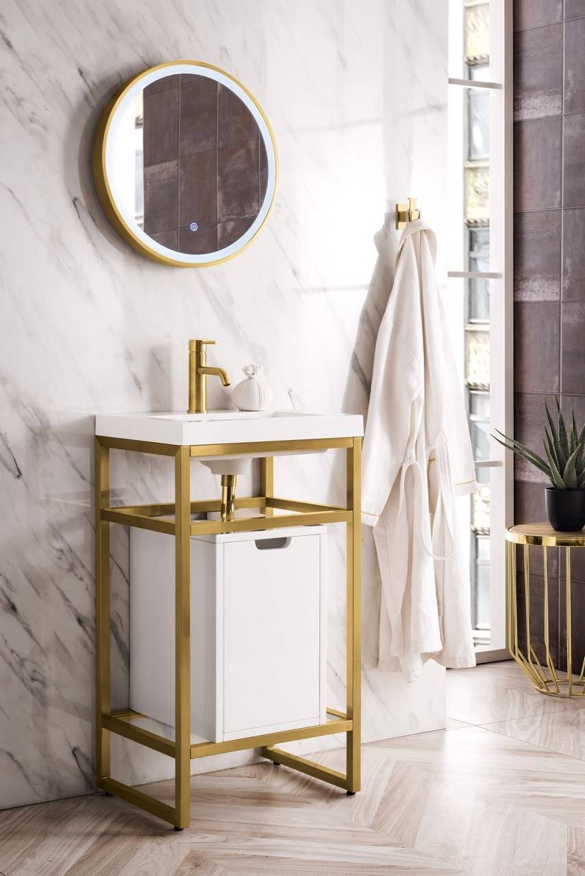 Boston 39.5 Stainless Steel Sink Console Single Bathroom Vanity in Radiant  Gold