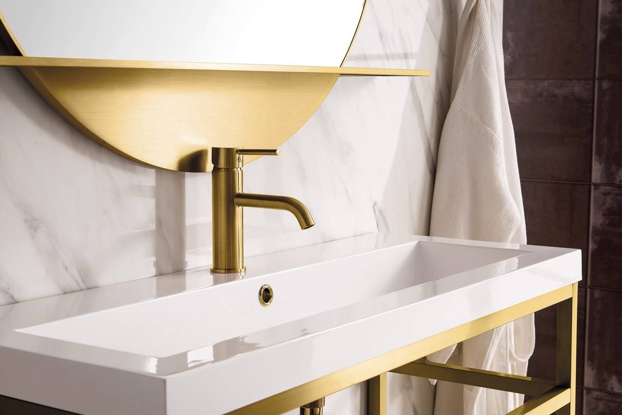 Boston 47 Stainless Steel Sink Console (Double Basins), Radiant Gold -  HouseTie