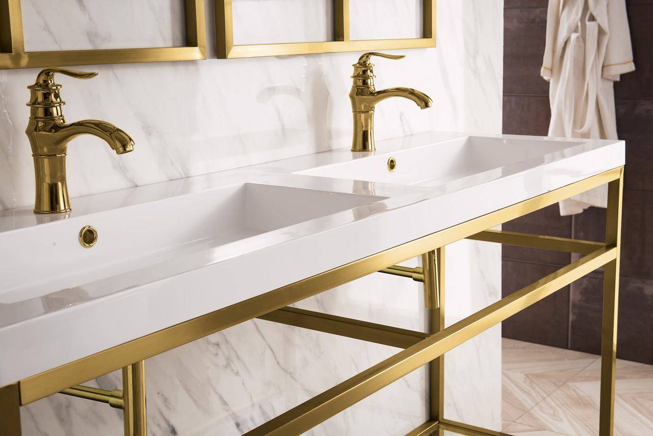 20 Inch Modern Radiant Gold Console Bathroom Sink with Legs