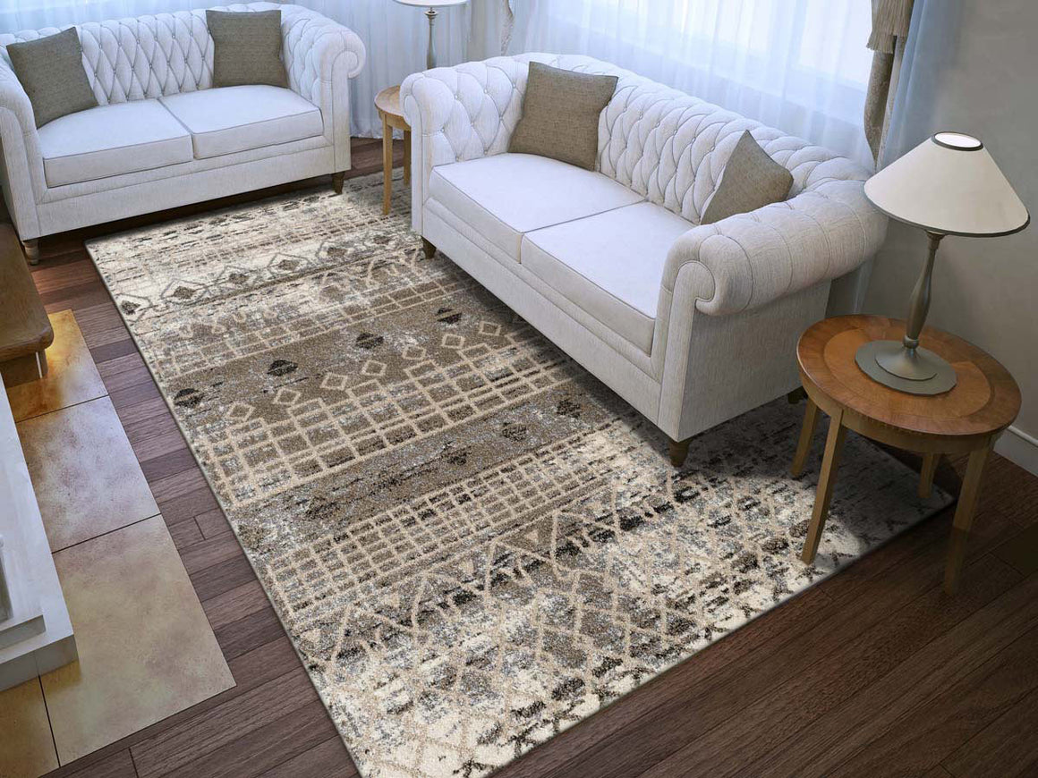 Caribe Modern Walnut Power-Loomed Rug 2'1"x6'4"