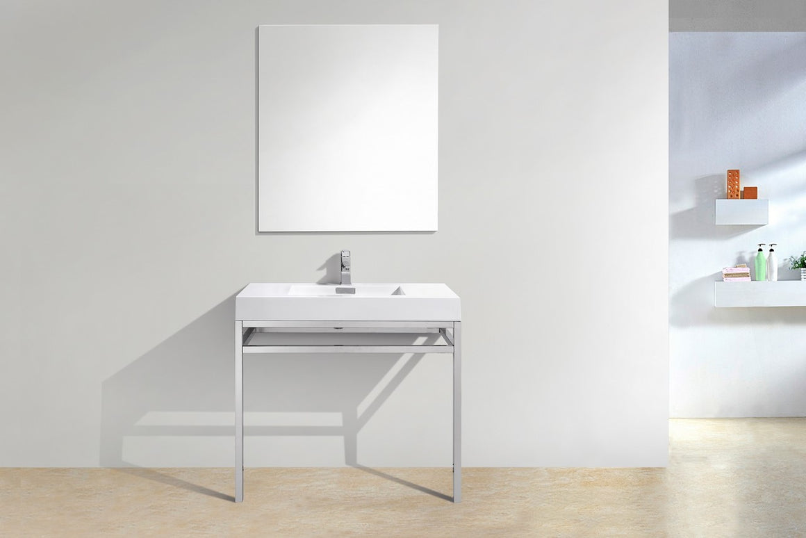 Haus 36" Stainless Steel Console w/ White Acrylic Sink - Chrome