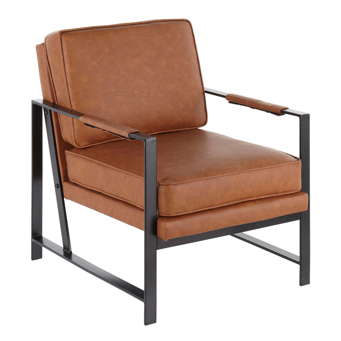 Franklin Arm Chair in Camel Leatherette & Black Metal by Lumisource